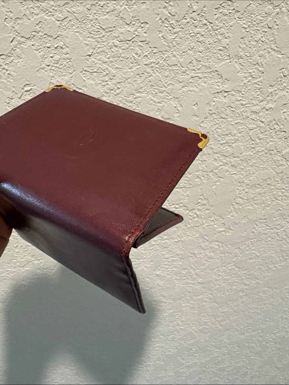 Cartier Unisex Bifold Short Wallet Card Holder Bordeaux Leather